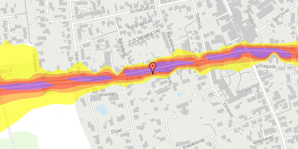 Trafikstøjkort på Vestergade 43, 1. tv, 9460 Brovst