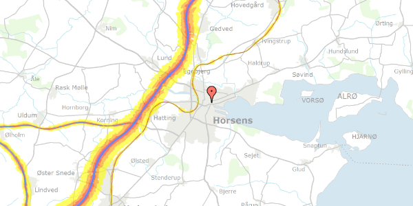 Trafikstøjkort på Rådhustorvet 1, 1. th, 8700 Horsens