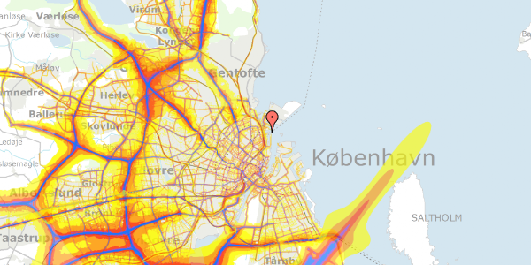 Trafikstøjkort på Marmorvej 13B, 1. th, 2100 København Ø