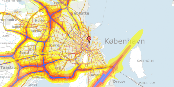 Trafikstøjkort på Borgergade 14, 1. tv, 1300 København K