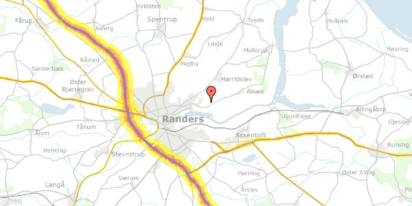 Trafikstøjkort på Riddersporebakken 9, 8930 Randers NØ