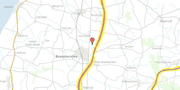 Trafikstøjkort på Merkurvej 5, 9700 Brønderslev