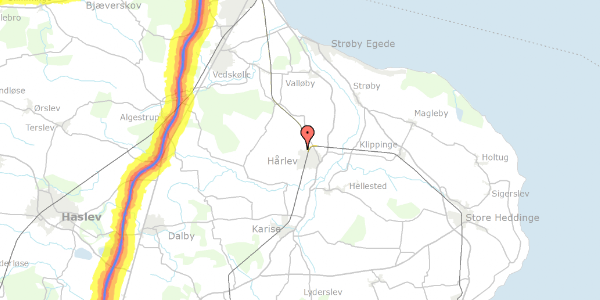 Trafikstøjkort på Høvdingegården 11, 4652 Hårlev