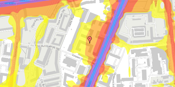 Trafikstøjkort på Montagehalsvej 12, 1. th, 2500 Valby