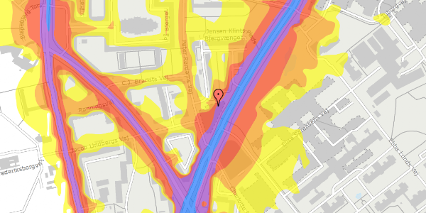 Trafikstøjkort på Peter Rørdams Vej 6, 1. th, 2400 København NV