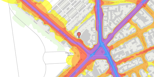 Trafikstøjkort på Øster Allé 6, 2100 København Ø