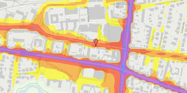 Trafikstøjkort på Howitzvej 13, 5. , 2000 Frederiksberg