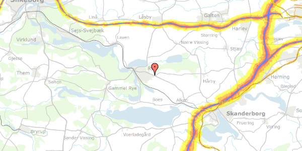 Trafikstøjkort på Pressalitvej 1, 1. , 8680 Ry