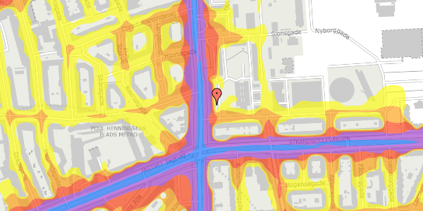 Trafikstøjkort på Østerbrogade 160A, 2100 København Ø