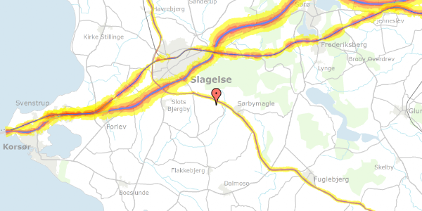 Trafikstøjkort på Søndermarken 600, 4200 Slagelse