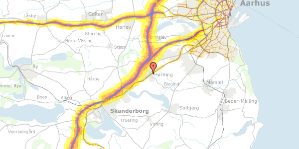Trafikstøjkort på Stationsvej 4, 8362 Hørning