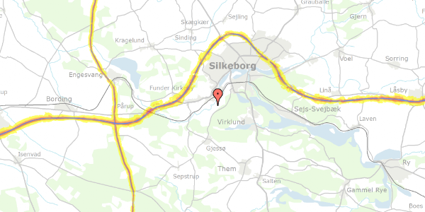 Trafikstøjkort på Funderholmevej 56, 8600 Silkeborg