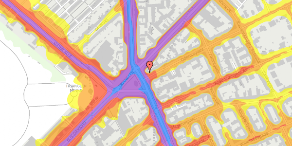 Trafikstøjkort på Østerbrogade 74, 5. th, 2100 København Ø