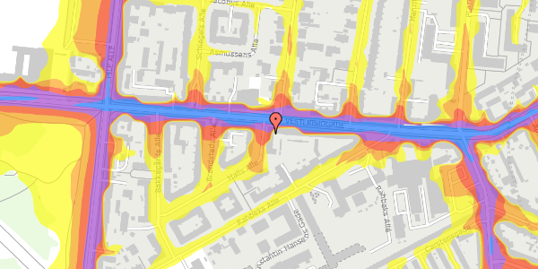 Trafikstøjkort på Halls Alle 1, 1802 Frederiksberg C