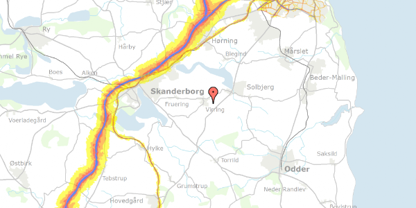 Trafikstøjkort på Johannelunden 10, 8660 Skanderborg