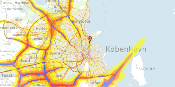 Trafikstøjkort på Saabyesvej 10, kl. 10, 2100 København Ø