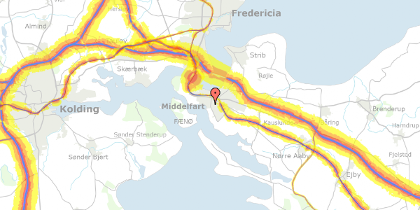 Trafikstøjkort på Østre Hougvej 72, 5500 Middelfart