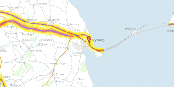 Trafikstøjkort på Svanedamsgade 17, 5800 Nyborg