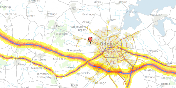 Trafikstøjkort på Ydunsæble Have 8, 5210 Odense NV