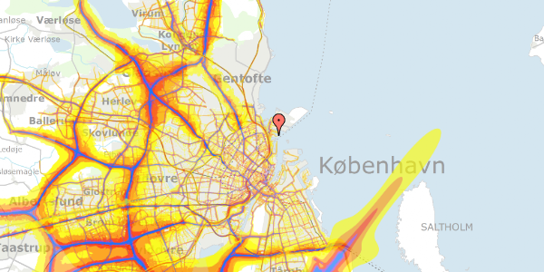 Trafikstøjkort på Bordeauxgade 10, 2150 Nordhavn