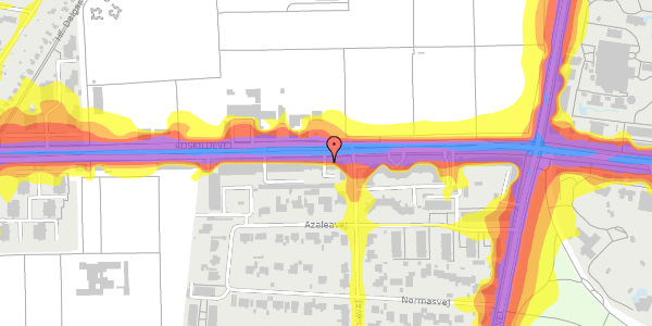 Trafikstøjkort på Roskildevej 45B, 2000 Frederiksberg