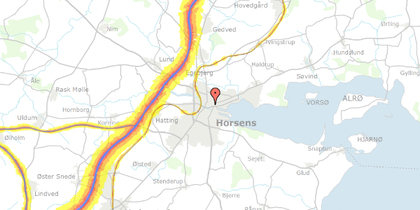 Trafikstøjkort på Rådhustorvet 9, 2. tv, 8700 Horsens