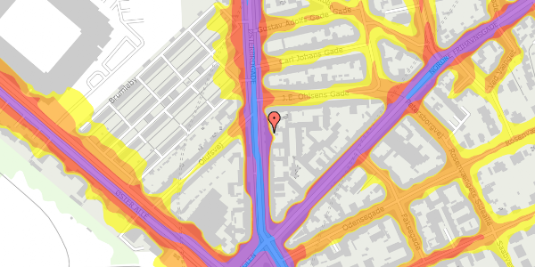 Trafikstøjkort på Østerbrogade 90, 2100 København Ø