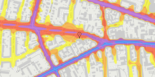 Trafikstøjkort på Frederiksberg Allé 9E, 1621 København V