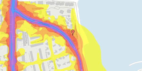 Trafikstøjkort på Strandpromenaden 45, 2100 København Ø