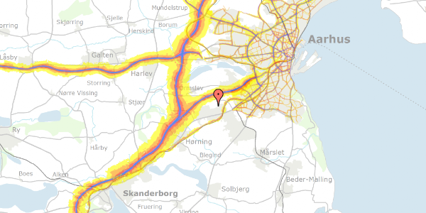 Trafikstøjkort på Kildeagervej 95, 8361 Hasselager