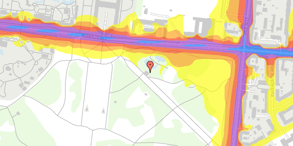 Trafikstøjkort på Roskildevej 25, 2000 Frederiksberg