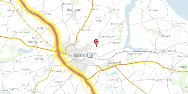 Trafikstøjkort på Skovmærkebakken 15, 8930 Randers NØ