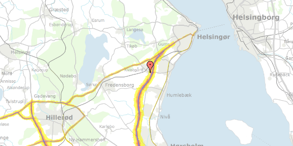 Trafikstøjkort på Lergravsvej 1E, 3490 Kvistgård