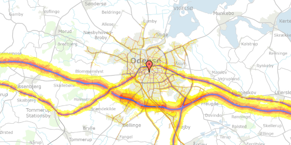 Trafikstøjkort på Rosenbækvej 3, 3. 9, 5000 Odense C