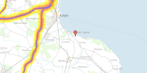 Trafikstøjkort på Egehaven 38, 4600 Køge
