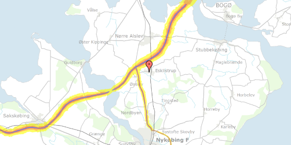 Trafikstøjkort på Eskilstrup Vestergade 55C, 4863 Eskilstrup