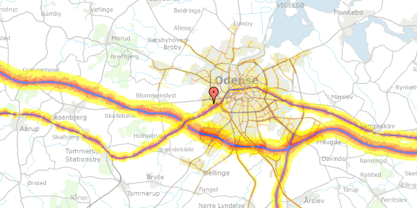 Trafikstøjkort på Roesskovsvej 125, 5200 Odense V