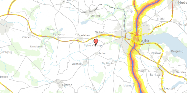 Trafikstøjkort på Jerlevvej 39, 7100 Vejle