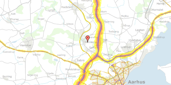 Trafikstøjkort på Navervej 24, 8382 Hinnerup