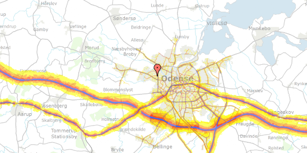 Trafikstøjkort på Turkisvej 10E, 5210 Odense NV