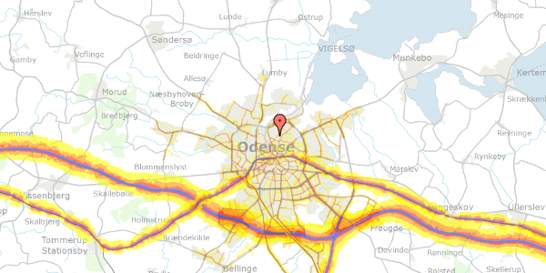 Trafikstøjkort på Skt. Hans Havekoloni 75, 5000 Odense C