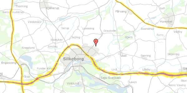 Trafikstøjkort på Karlskronavej 58, 8600 Silkeborg