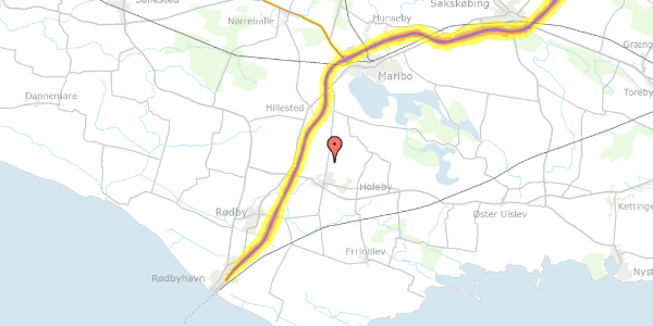 Trafikstøjkort på Maribovej 9A, 4960 Holeby