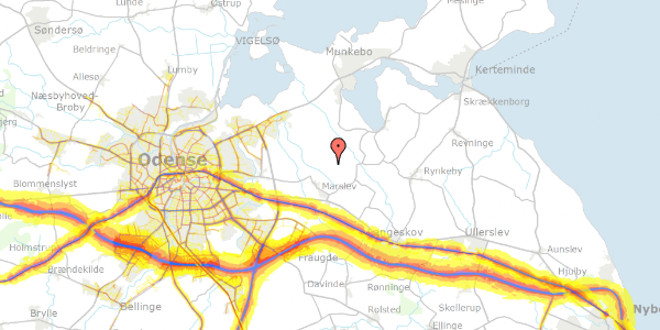 Trafikstøjkort på Mejerivejen 14, 5290 Marslev