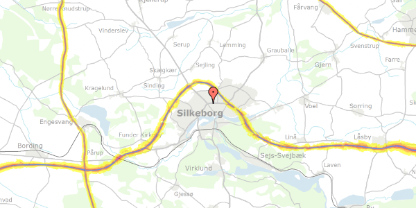 Trafikstøjkort på Viborgvej 16B, 8600 Silkeborg