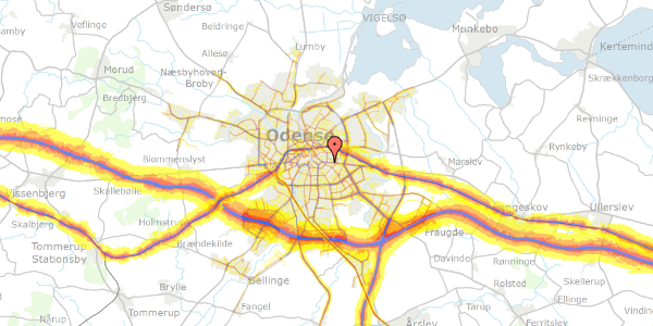 Trafikstøjkort på Reventlowsvej 76, st. , 5000 Odense C