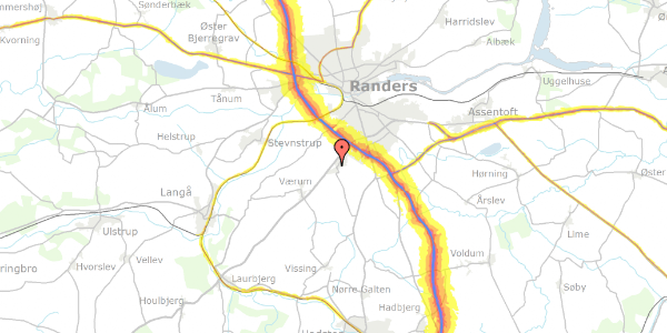 Trafikstøjkort på Bjørnsager 24, 8940 Randers SV