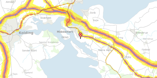 Trafikstøjkort på Østre Hougvej 150C, 1. , 5500 Middelfart