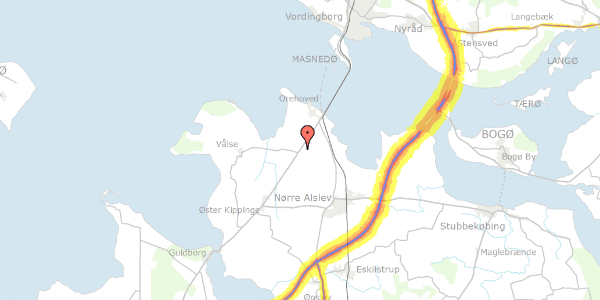 Trafikstøjkort på Storstrømsvej 95A, 4840 Nørre Alslev