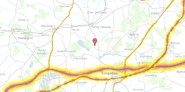 Trafikstøjkort på Øvej 5, 4100 Ringsted